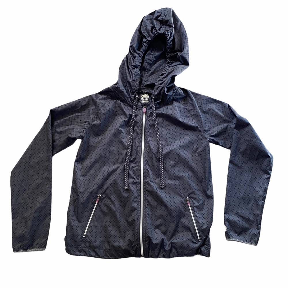 Roots Canada Gray Zipper Windbreaker Jacket Rain Gray Size